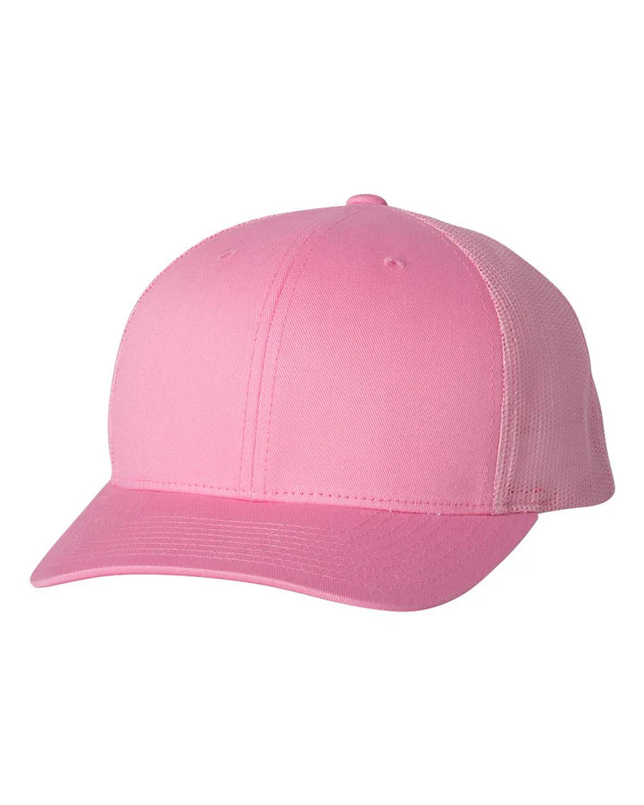 Custom Leather Patch on Yupoong Classic 6606 6-Panel Retro Trucker Hat