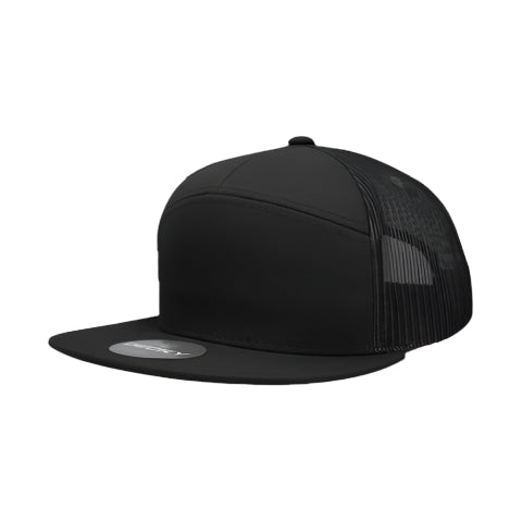 Custom Leather Patch on Decky 1133 7-Panel Trucker Hat