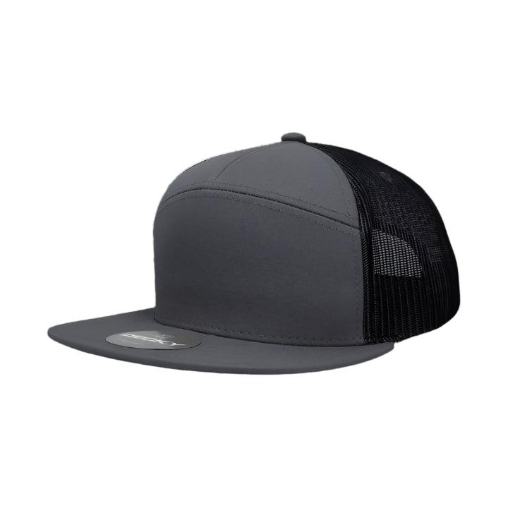 Custom Leather Patch on Decky 1133 7-Panel Trucker Hat