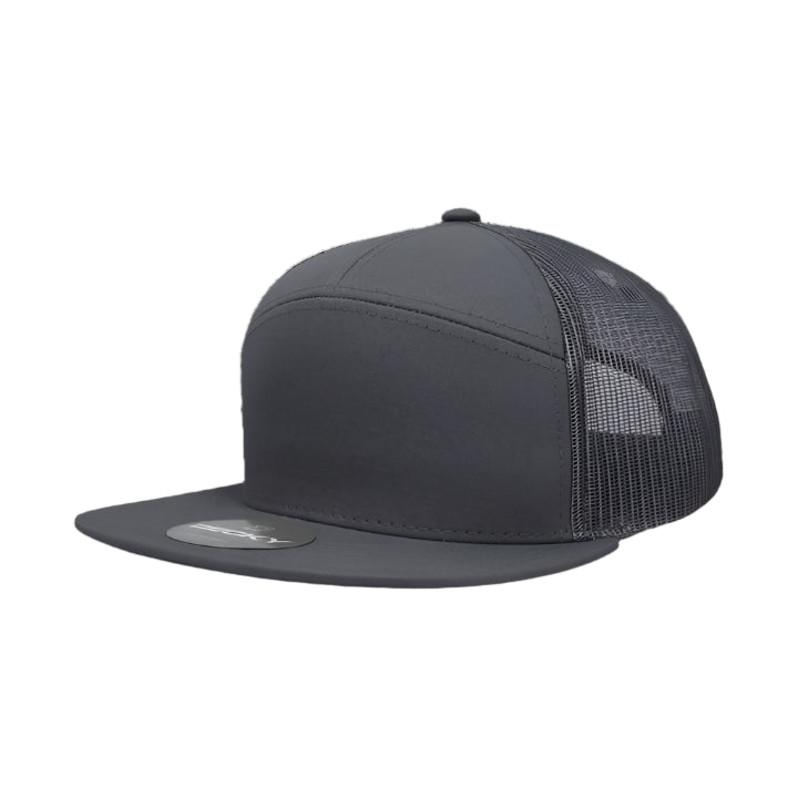 Custom Leather Patch on Decky 1133 7-Panel Trucker Hat