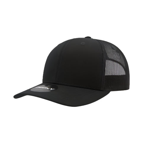 Custom Leather Patch on Decky 6021 6-Panel Trucker Hat