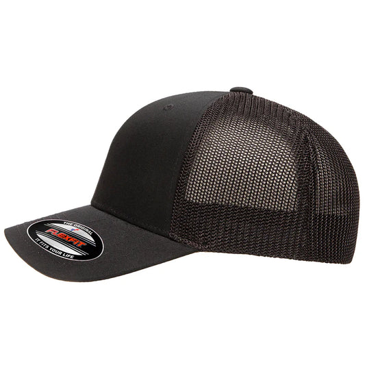 Custom Leather Patch on Flexfit 6511 Trucker Hat