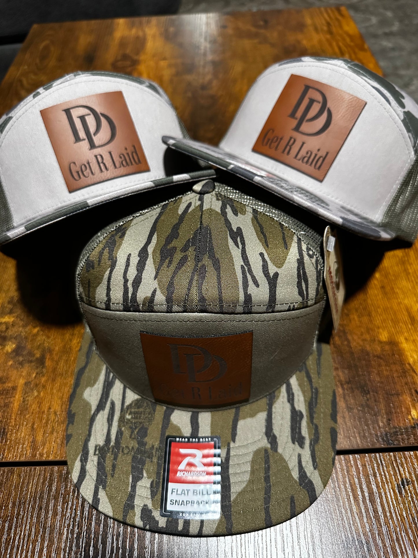 Custom Leather Patch on Richardson 168 7-Panel Flat Bill Hat
