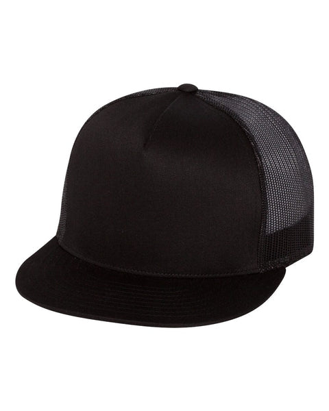 Custom Leather Patch on Yupoong 6006 Flat Bill Trucker Cap
