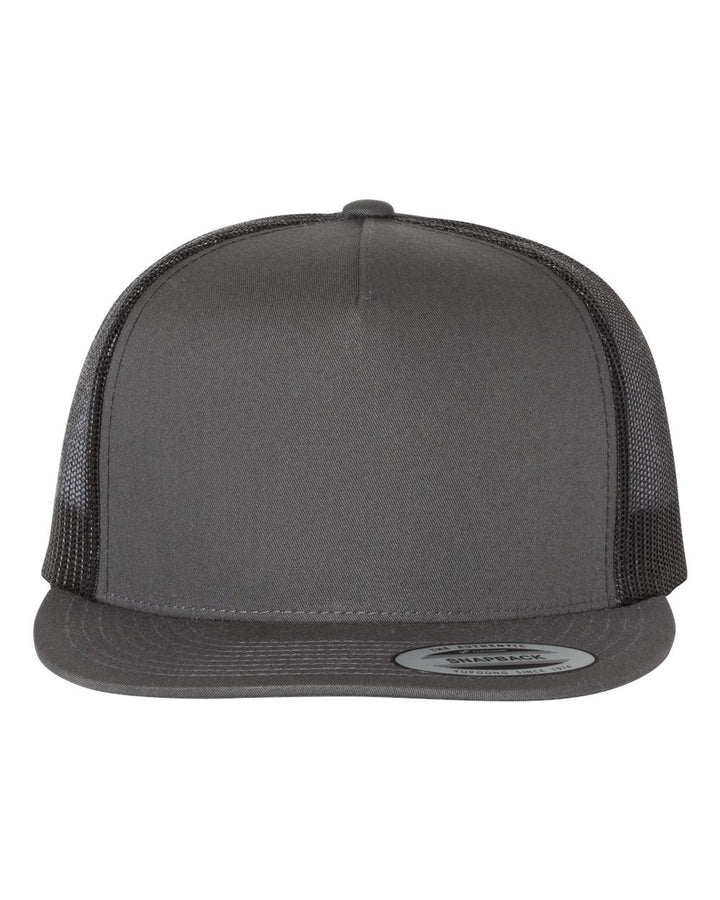 Custom Leather Patch on Yupoong 6006 Flat Bill Trucker Cap