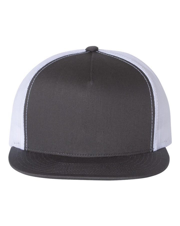 Custom Leather Patch on Yupoong 6006 Flat Bill Trucker Cap