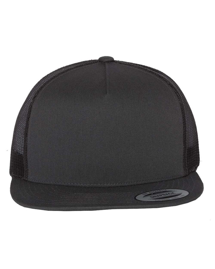 Custom Leather Patch on Yupoong 6006 Flat Bill Trucker Cap