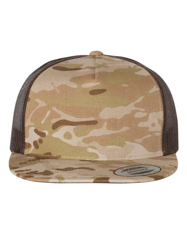 Custom Leather Patch on Yupoong 6006 Flat Bill Trucker Cap