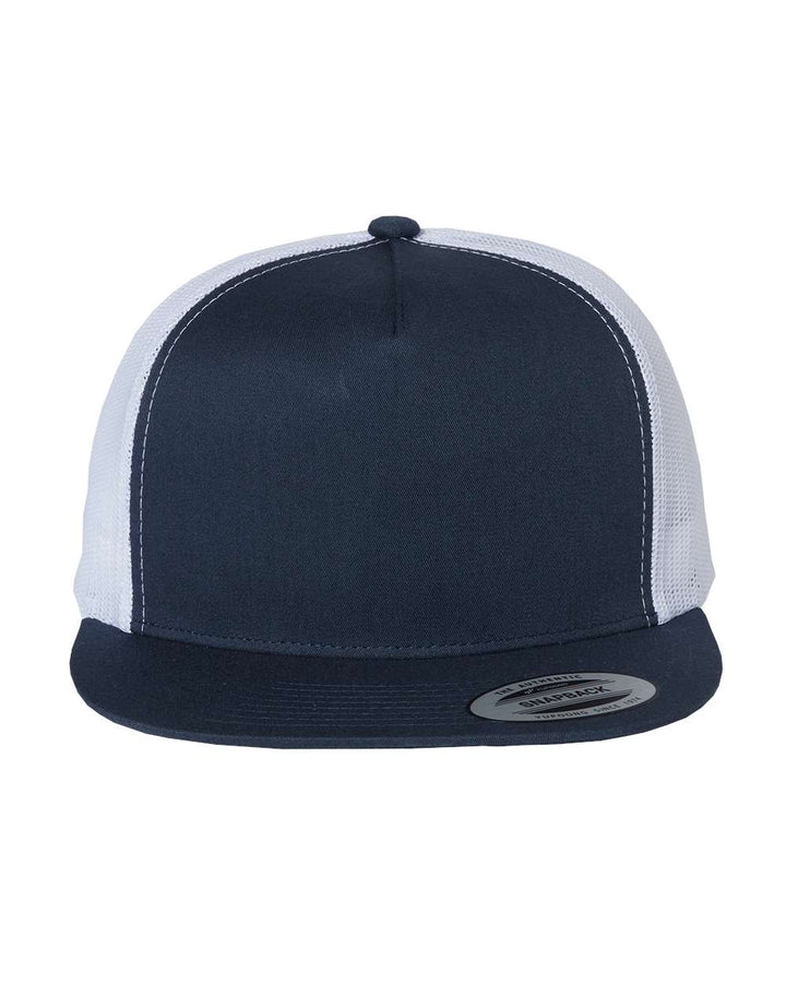Custom Leather Patch on Yupoong 6006 Flat Bill Trucker Cap
