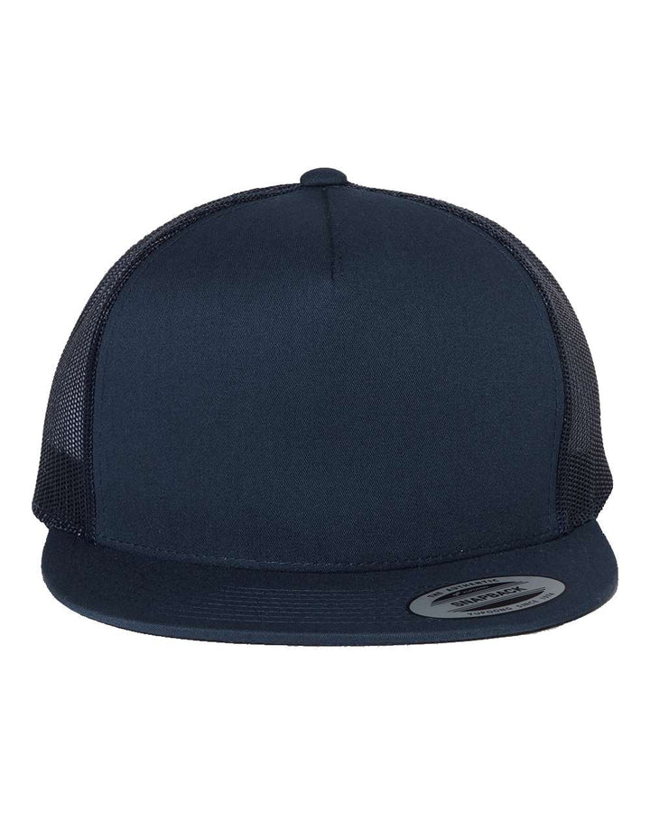 Custom Leather Patch on Yupoong 6006 Flat Bill Trucker Cap