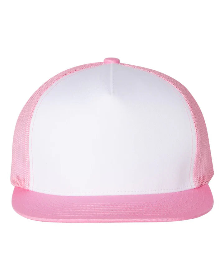 Custom Leather Patch on Yupoong 6006 Flat Bill Trucker Cap