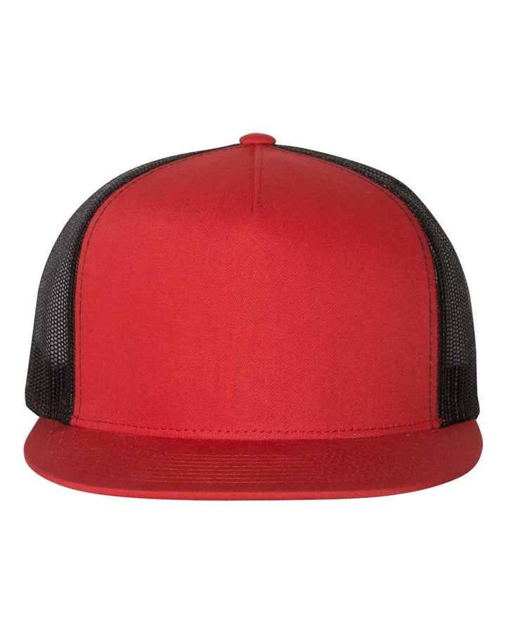 Custom Leather Patch on Yupoong 6006 Flat Bill Trucker Cap