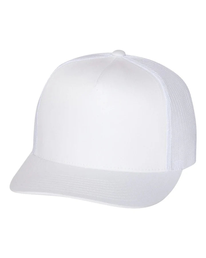 Custom Leather Patch on Yupoong 6006 Flat Bill Trucker Cap