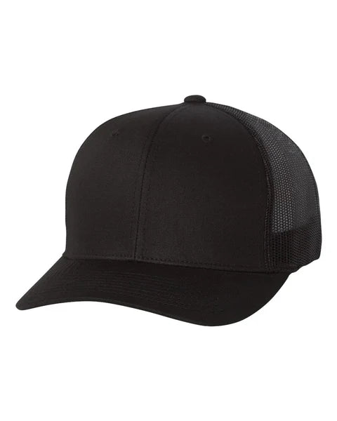 Custom Leather Patch on Yupoong Classic 6606 6-Panel Retro Trucker Hat