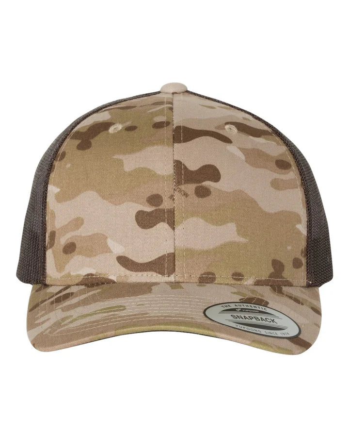 Custom Leather Patch on Yupoong Classic 6606 6-Panel Retro Trucker Hat