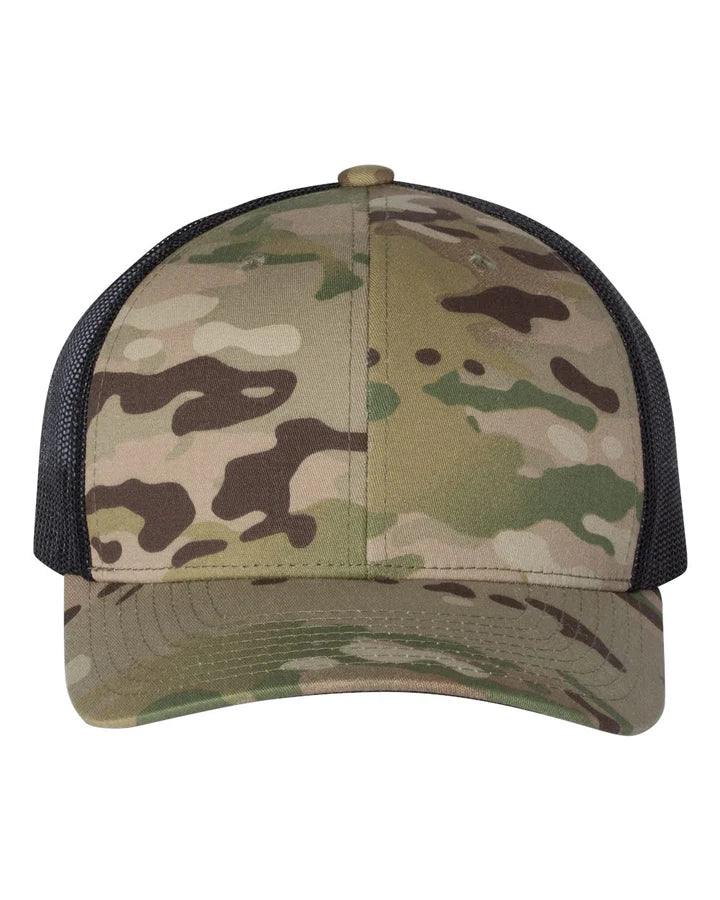 Custom Leather Patch on Yupoong Classic 6606 6-Panel Retro Trucker Hat